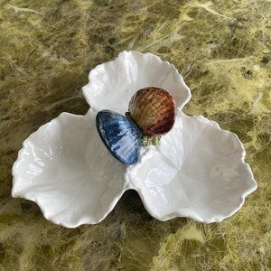 Vintage Italian Ceramic Clam Shell Serving Hors D'oeuvres Dish - Signed
